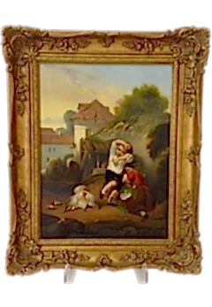 antika tablo, resim alanlar satanlar chalcedon antika tablo